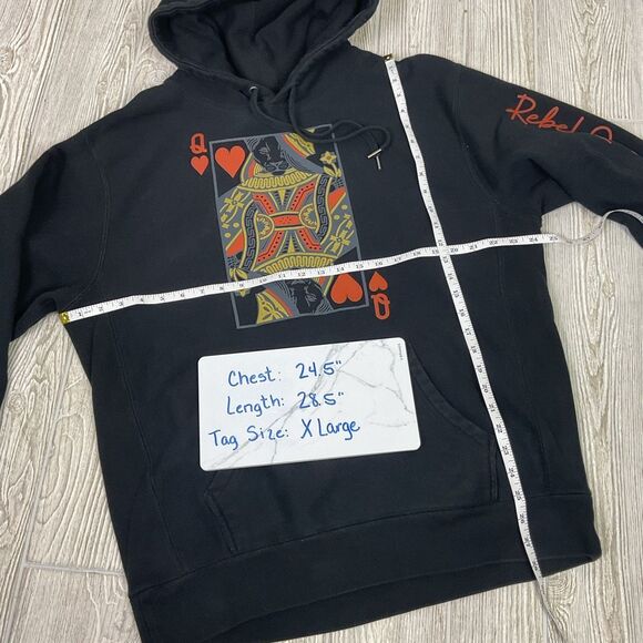 Lions Not Sheep Rebel Queen Black Hoodie Size XL Queen of Hearts Oversized Heavy - Picture 10 of 12